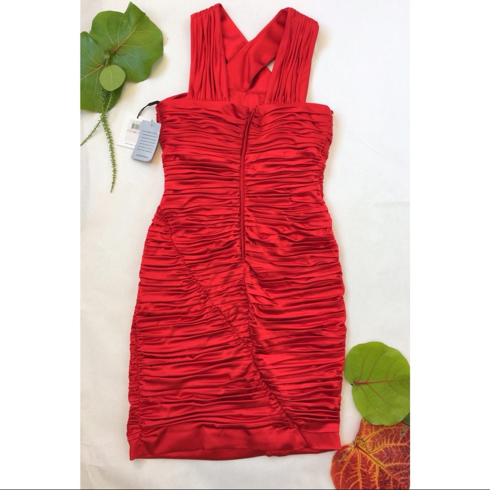 NWT Calvin Klein Nordstrom Ruched Red Cocktail sz6 - Picture 3 of 7